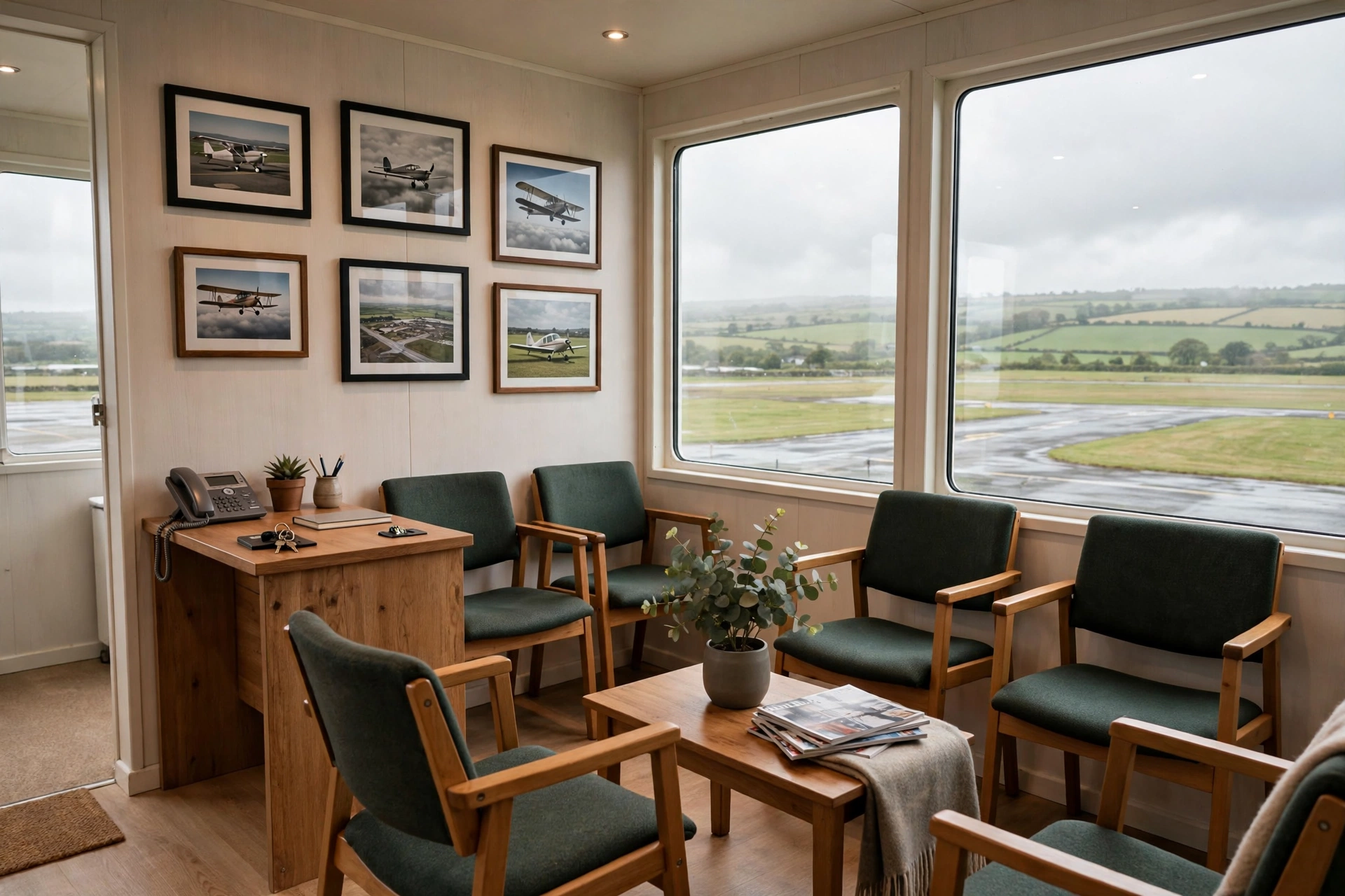 Small general aviation lounge inside Galway Airport terminal